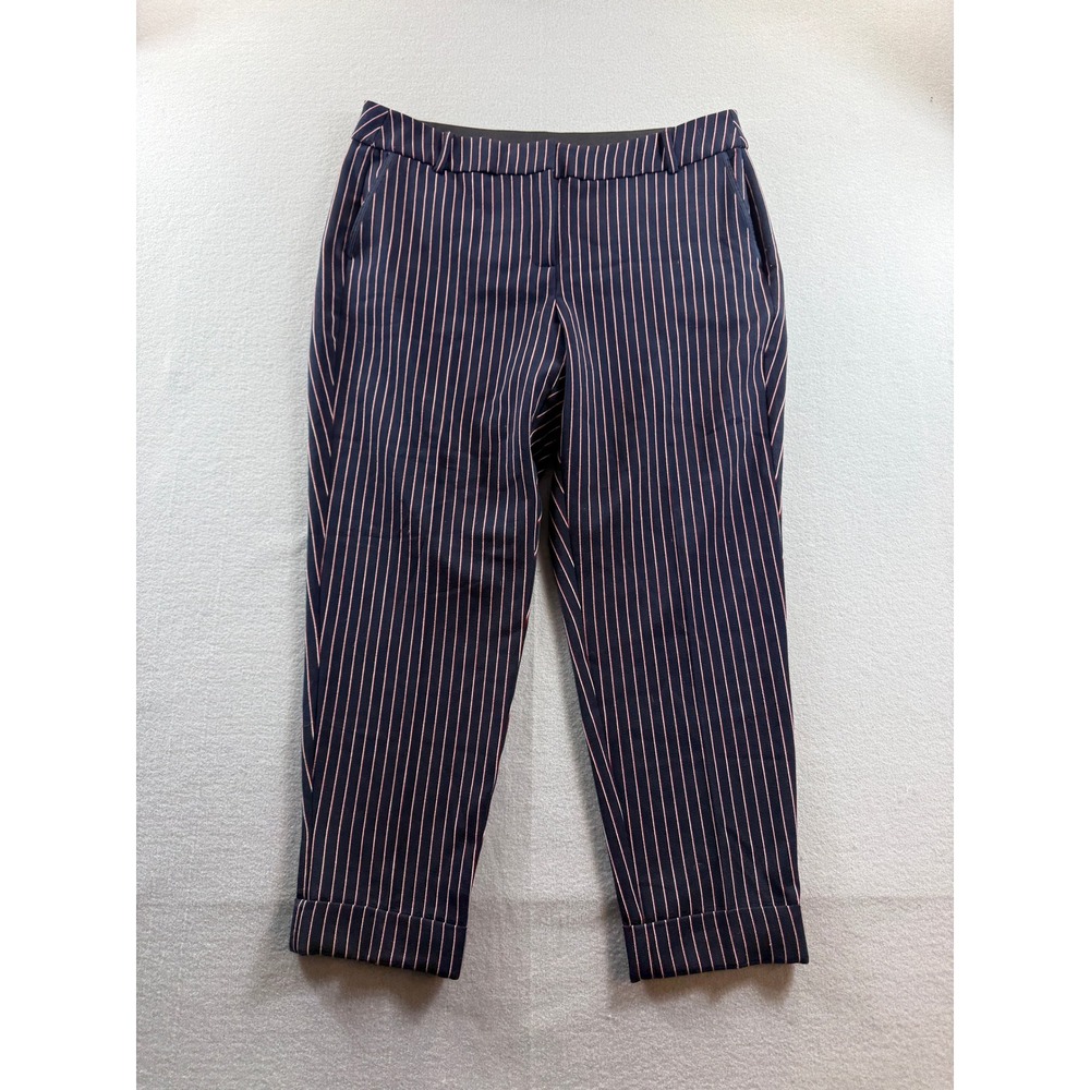 Lane Bryant Ankle Pants Women 18 Blue Pinstripe Cuffed Tapered Leg Stretch 38x28